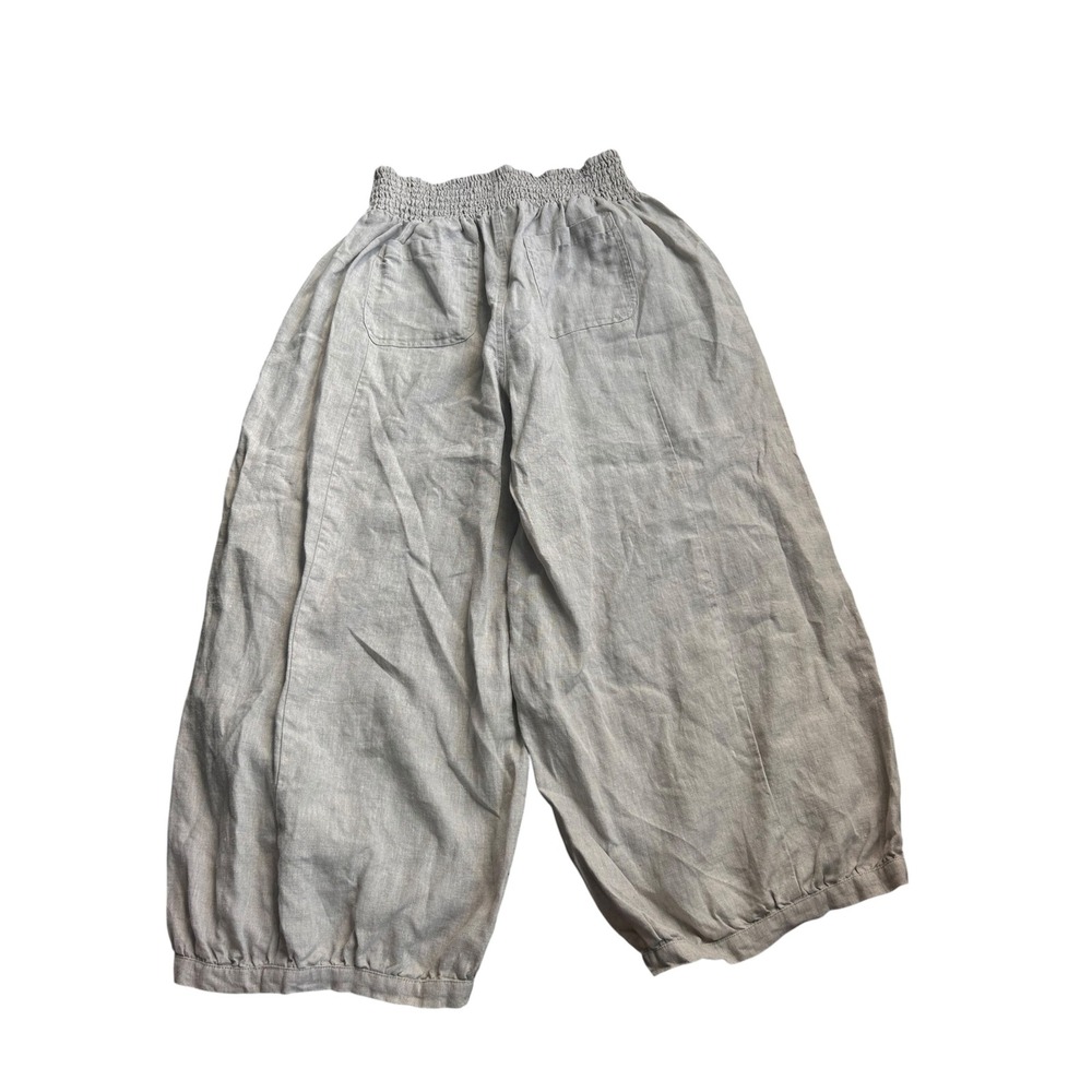 Nomad The Label Gray Sadhu French Linen Pants Smocked Wide Leg Size Large - Picture 4 of 8